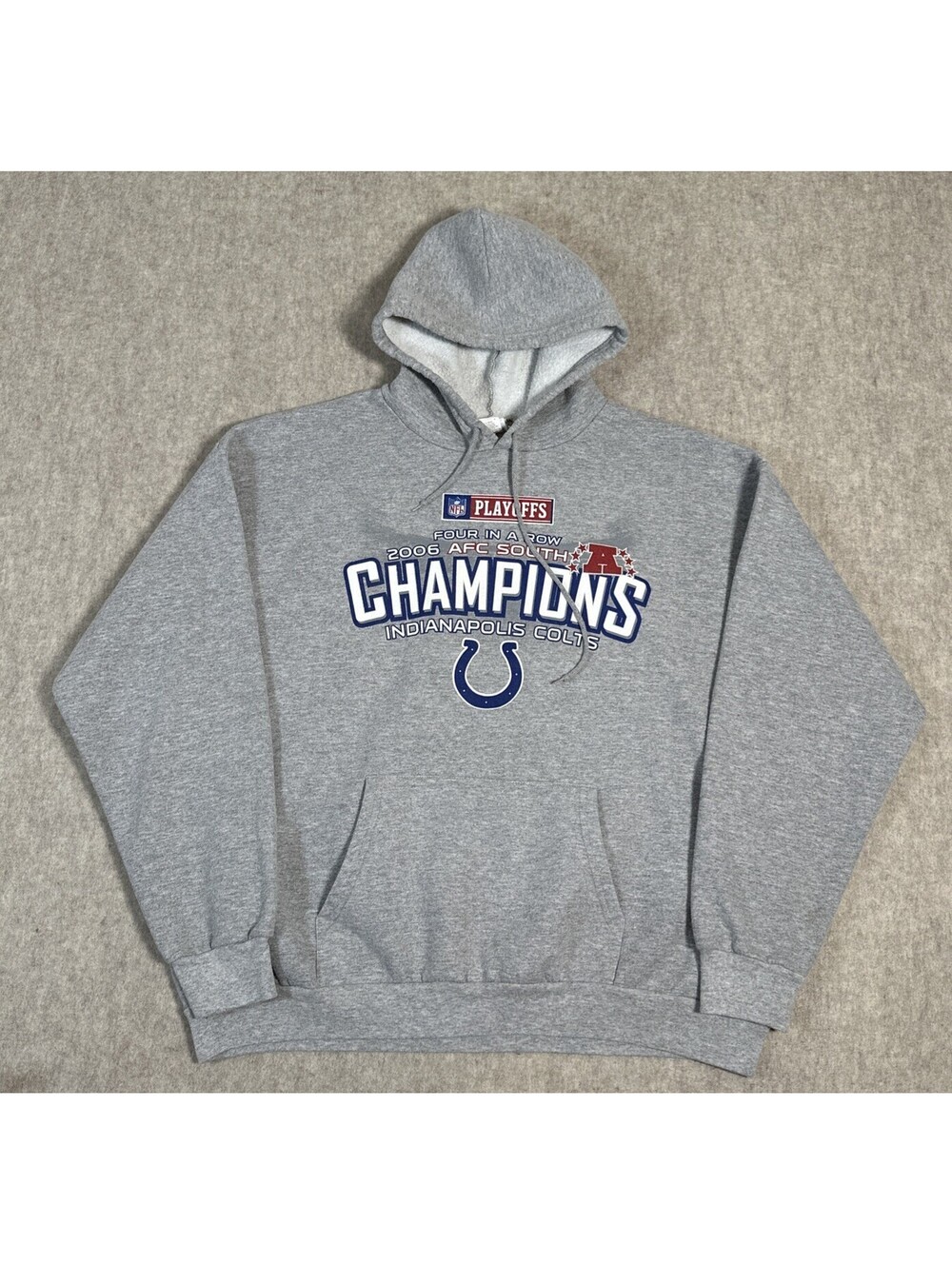 2006 AFC Champions Indianapolis Colts Large? Hoodie Sweatshirt Gray